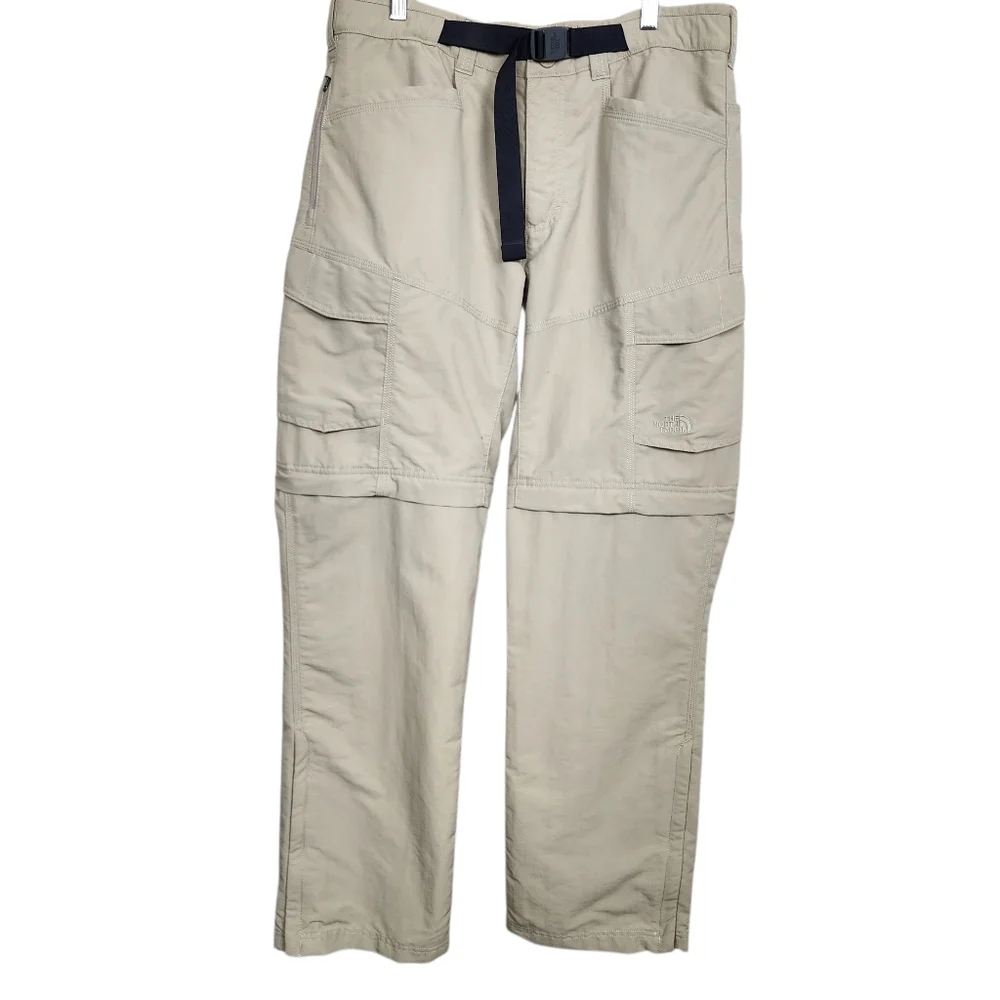 The North Face Paramount Peak Khaki Convertible Zip Off Hiking Pants Mens Size M